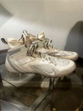 Nike Cream/White High-Top Football Cleats
